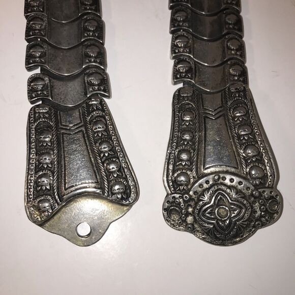 SAKS Fifth Avenue Leather Articulated Silver EtruscanBelt ITALY 31-33 waist - Picture 7 of 9